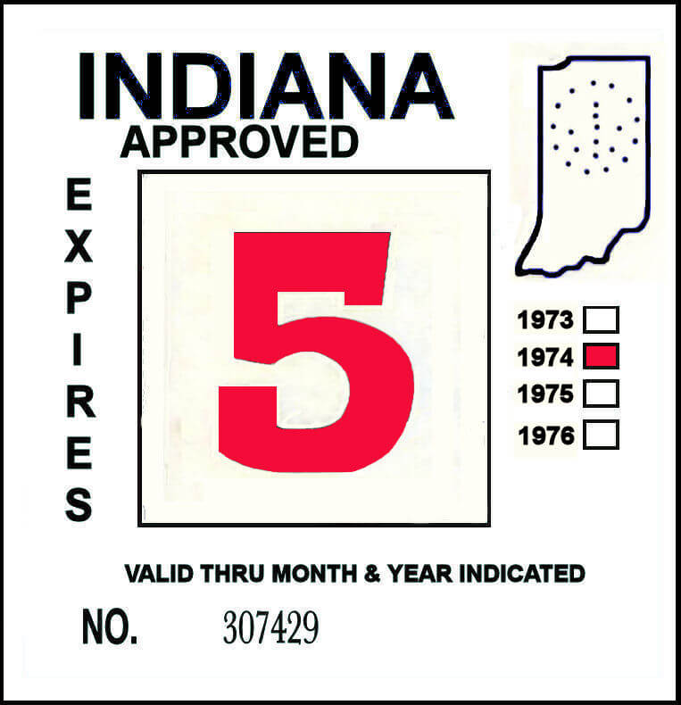 (image for) 1974 Indiana Inspection sticker RED